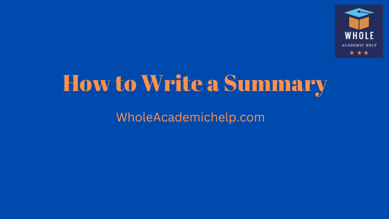 How to Write a Summary